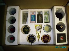 Cheese, wine and pampering hamper under construction